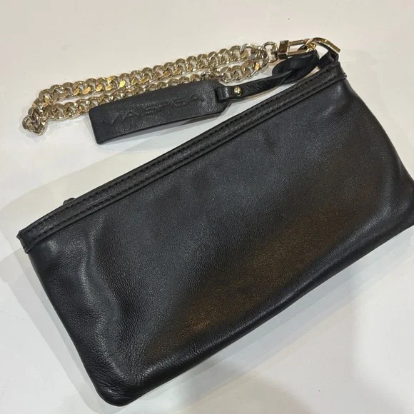 Via Spiga Black Sequin Clutch with Chain Strap - Picture 3 of 5